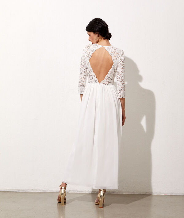 Vestido espalda abierta de encaje floral Vestido espalda abierta de encaje floral