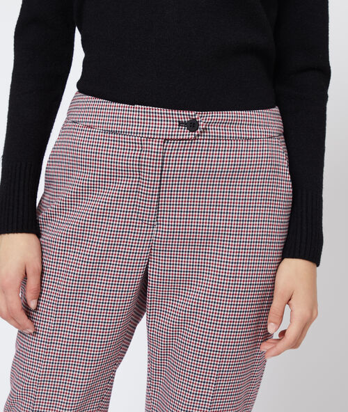 Pantalón recto estampado pata de gallo azul marino.