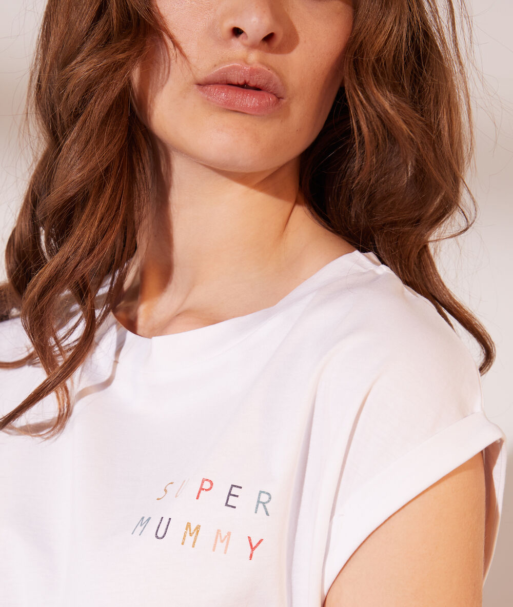 Camiseta 'super mummy' blanco.