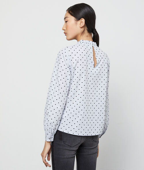 Blusa cuello redondo estampado de lunares Blusa cuello redondo estampado de lunares