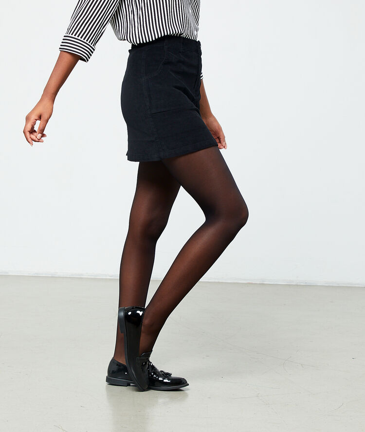 Falda trapecio efecto terciopelo negro.