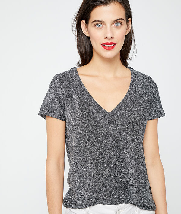 Camiseta cuello en V plateado Camiseta cuello en V plateado