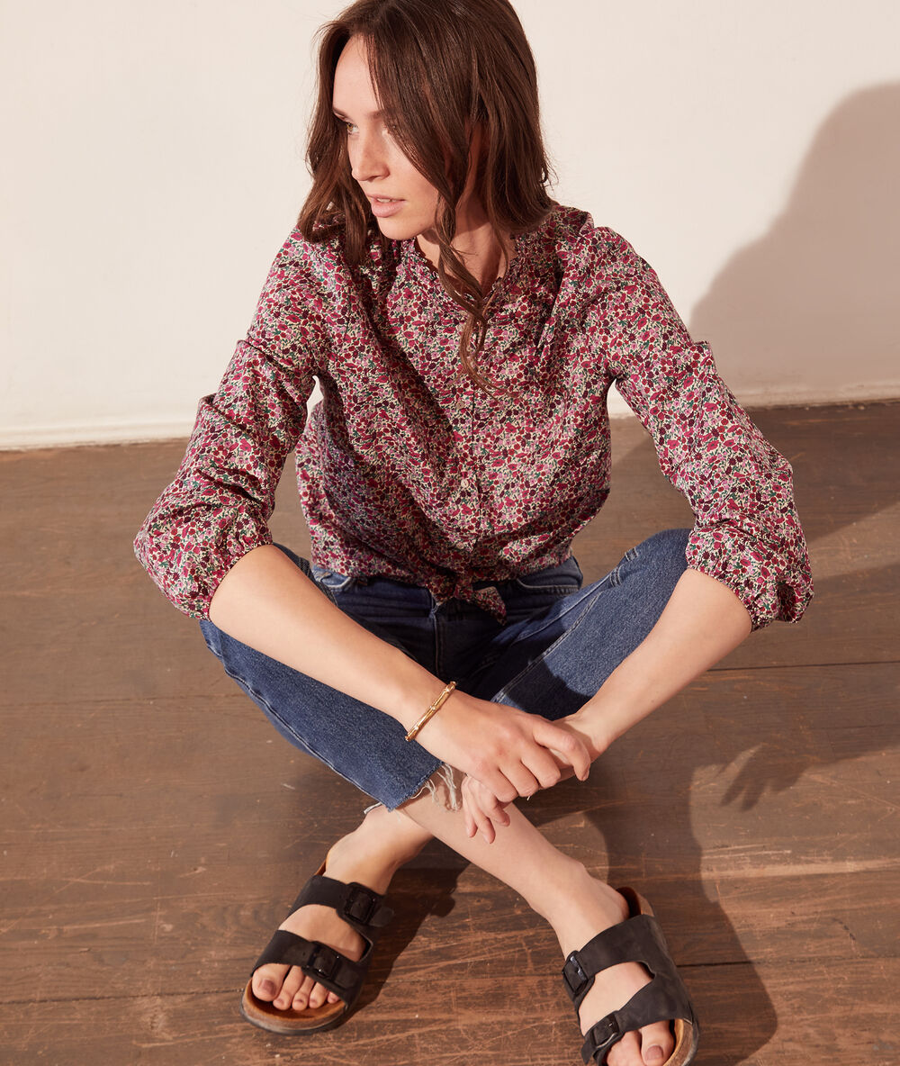 Camisa tejido liberty fucsia.