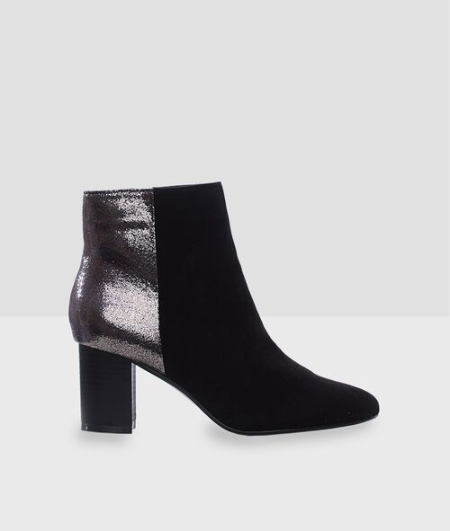 Botines con tacón dos texturas Botines con tacón dos texturas