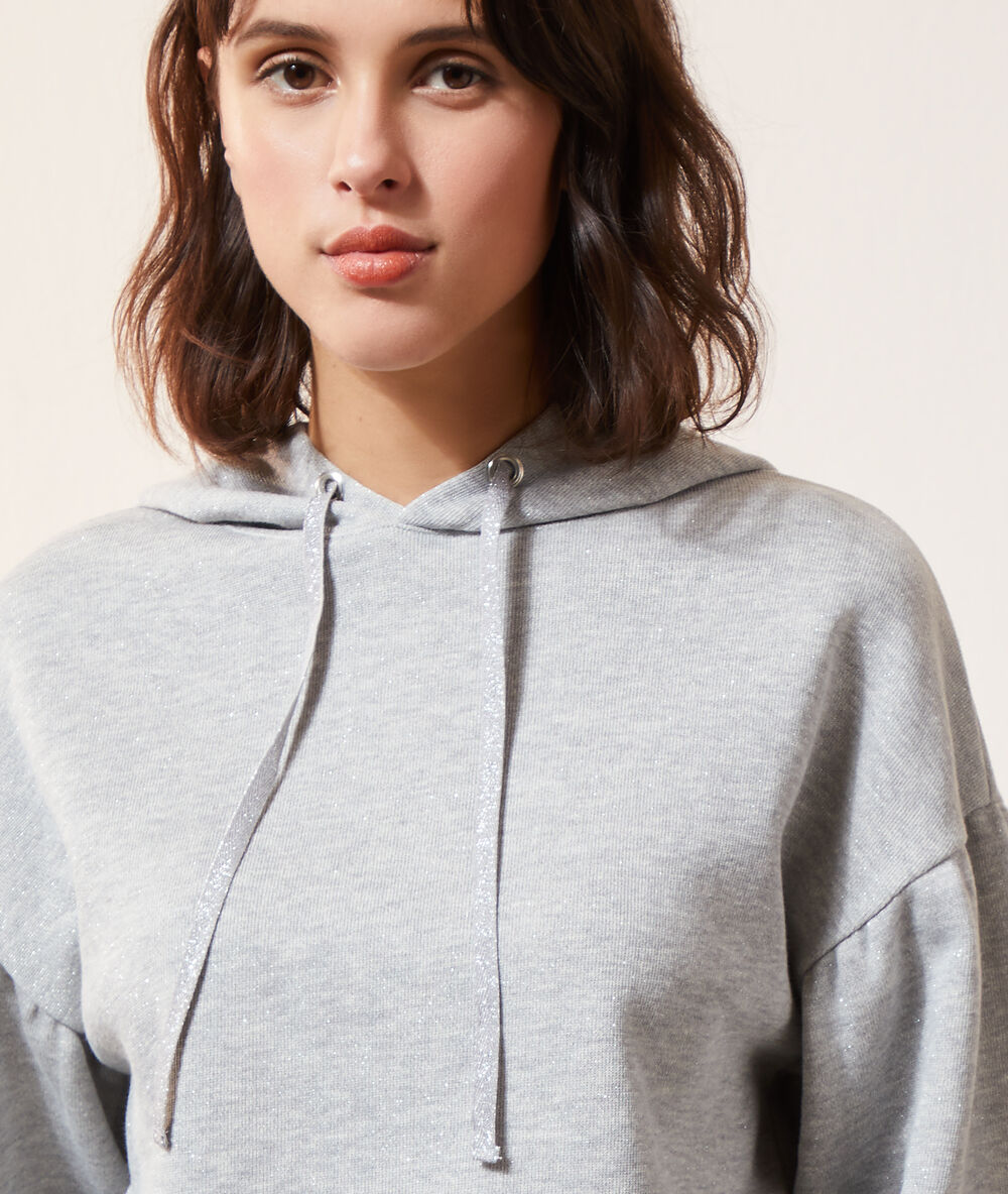 Sudadera con capucha c.gris jaspeado.