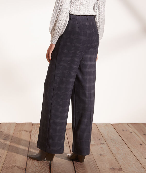 Pantalón ancho estampado de cuadros Pantalón ancho estampado de cuadros