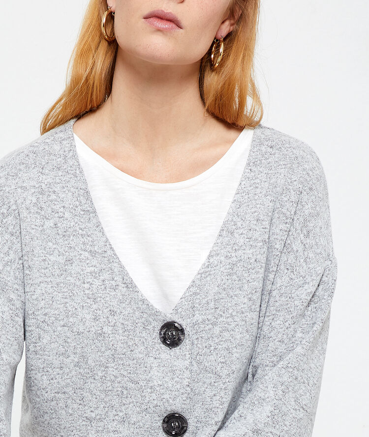 Chaqueta de punto fino c.gris.