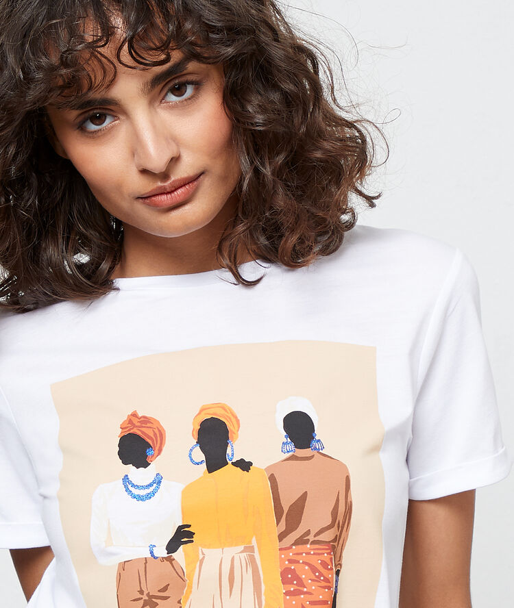 Camiseta serigrafiada blanco.