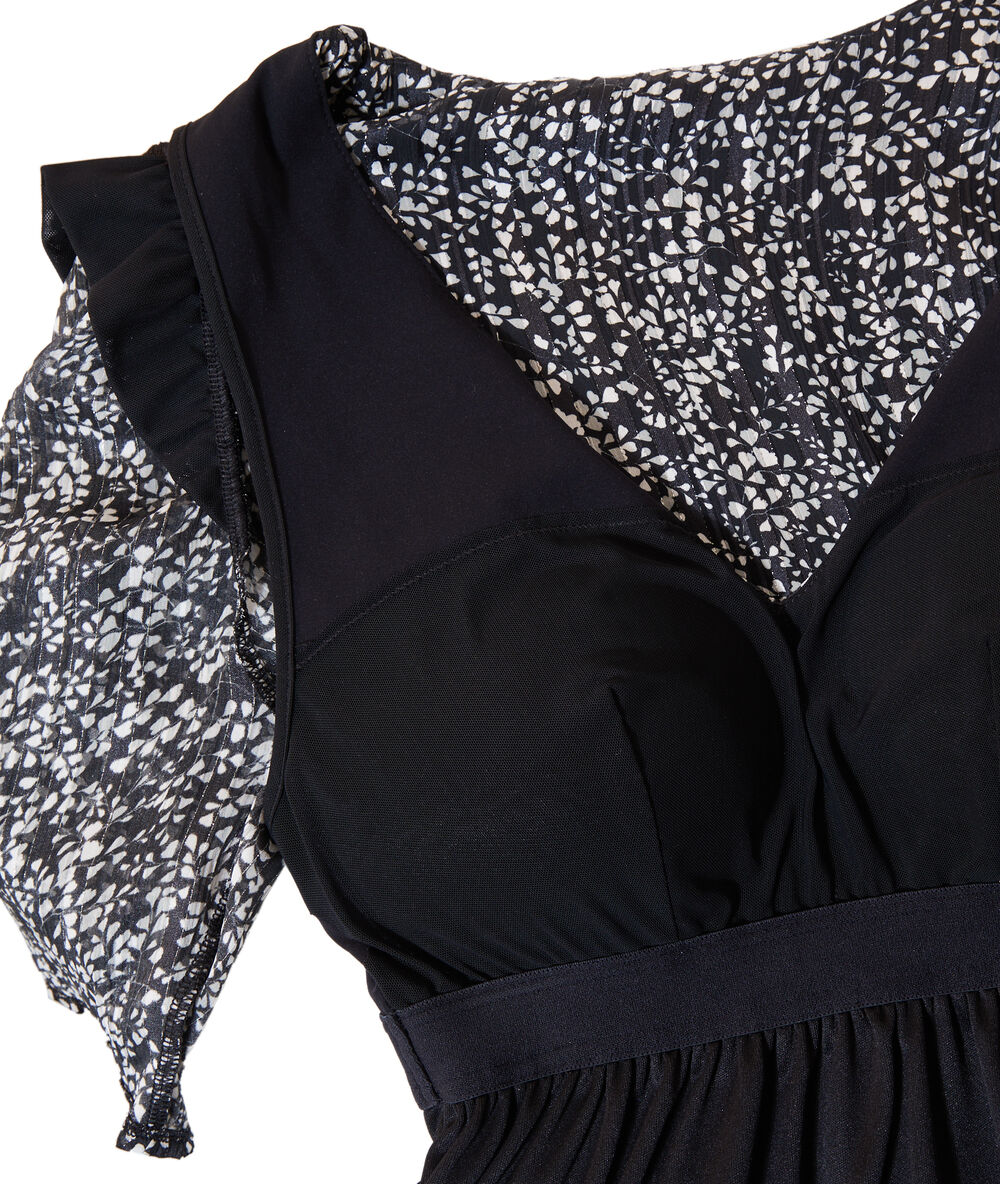 Robe droite 2 en 1 - brassière intégrée noir.