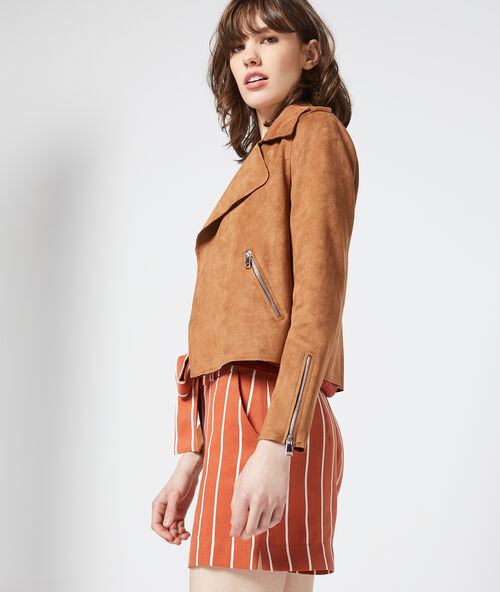 Chaqueta biker efecto ante c.camel.