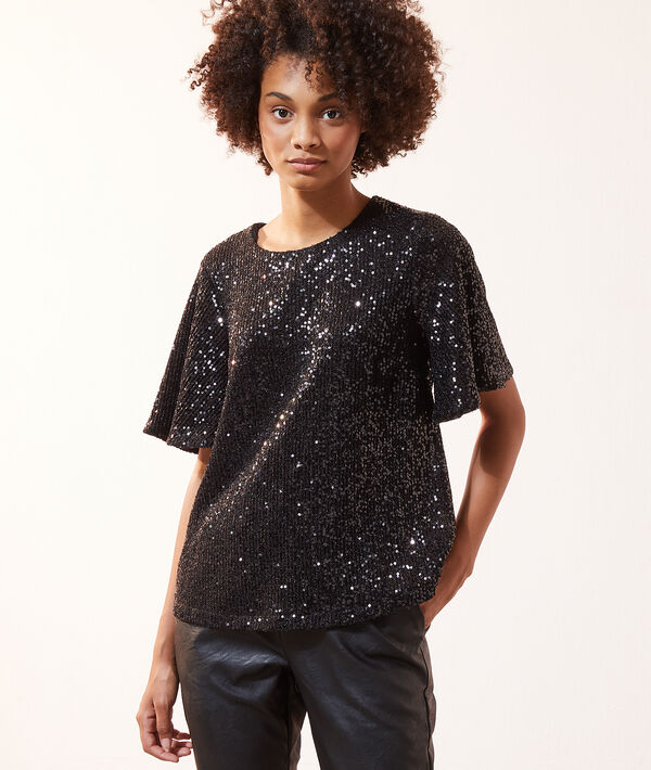 Blouse à sequins, manches volants Blouse à sequins, manches volants
