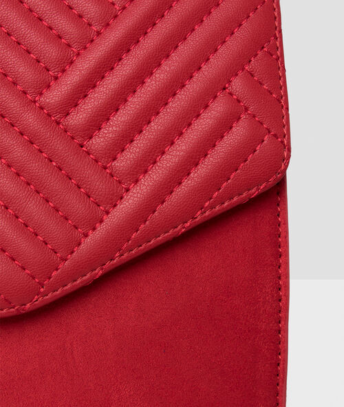 Bolso bandolera efecto piel y ante rojo.