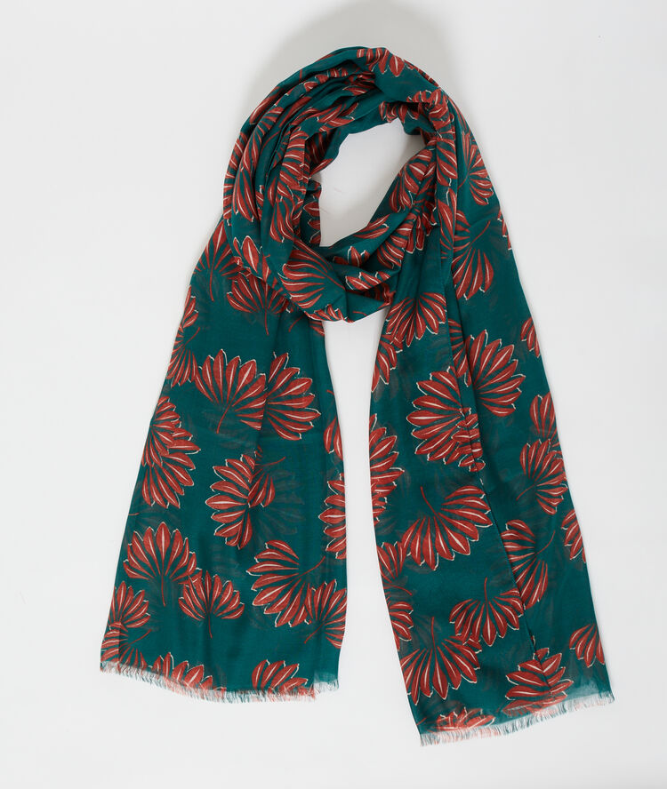 Pañuelo estampado floral turquesa.