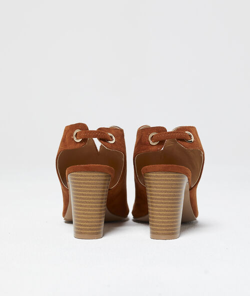 Sandalias con tacón efecto ante c.camel.
