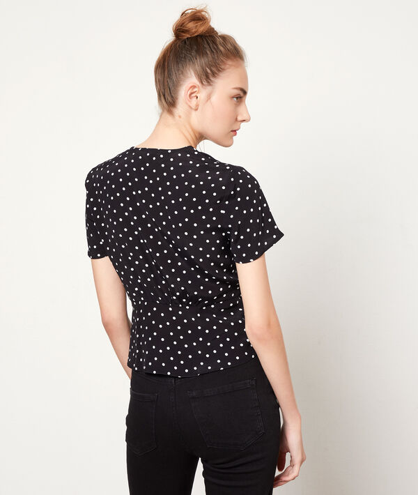 Blusa escote cruzado estampado lunares Blusa escote cruzado estampado lunares