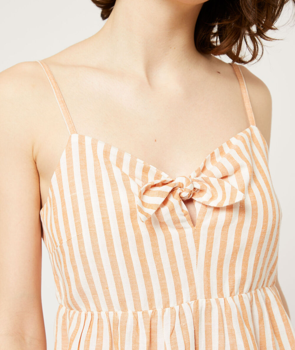 Top con lazo estampado de rayas naranja.