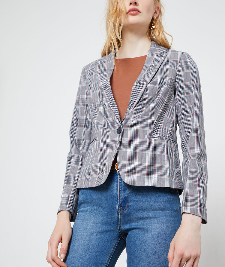 Chaqueta de sastre a cuadros negro.