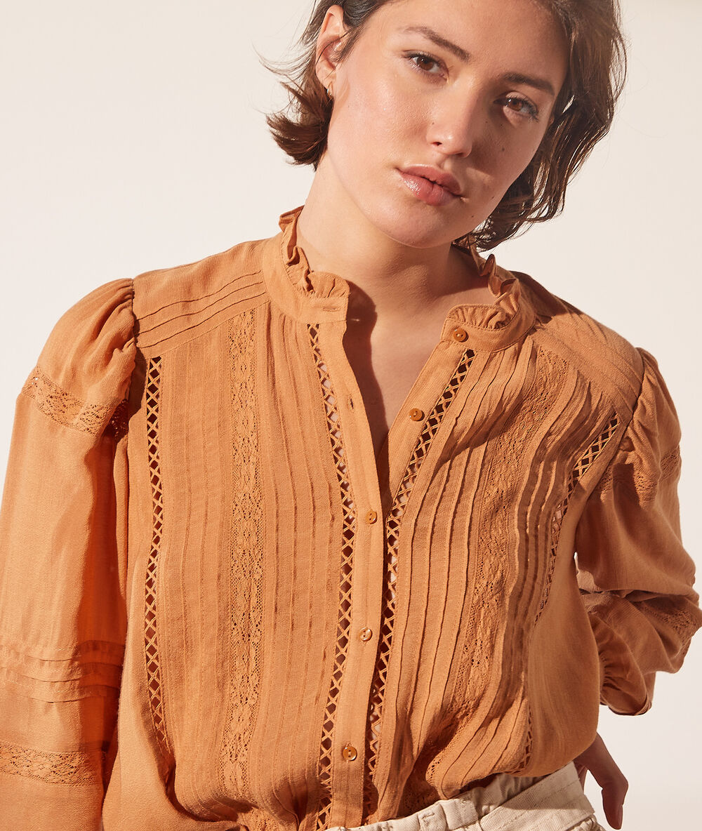 Camisa con motivos de encaje c.camel.