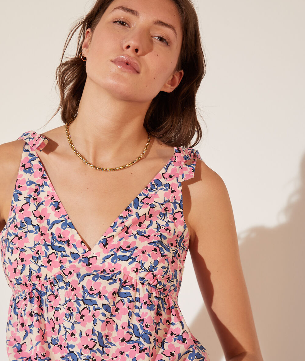 Top estampado floral crudo.