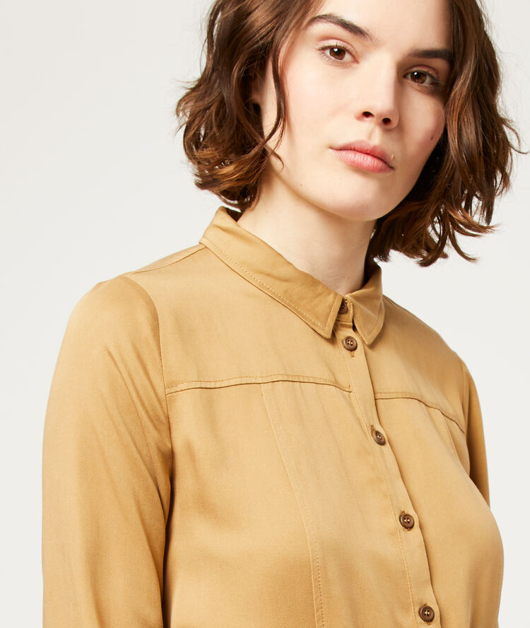 Vestido camisero anudado c.camel.