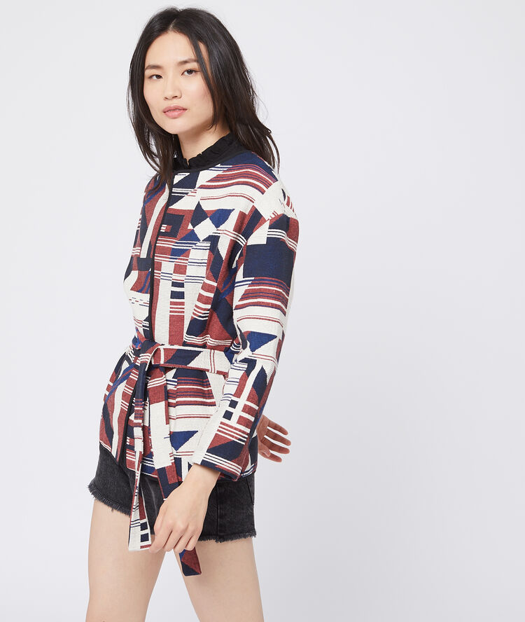 Chaqueta estampado de jacquard azul marino.