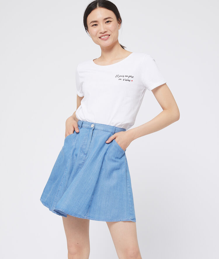 Camiseta ‘et puis au pire on s’aime’ de algodón blanco.