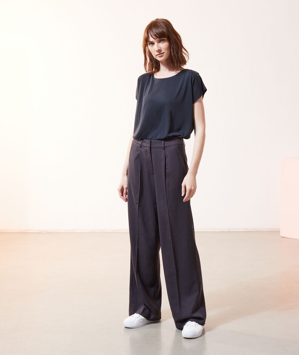 Pantalon large à pinces anthracite.