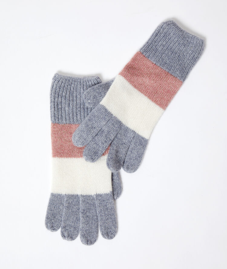 Guantes a rayas de cachemira multicolor.