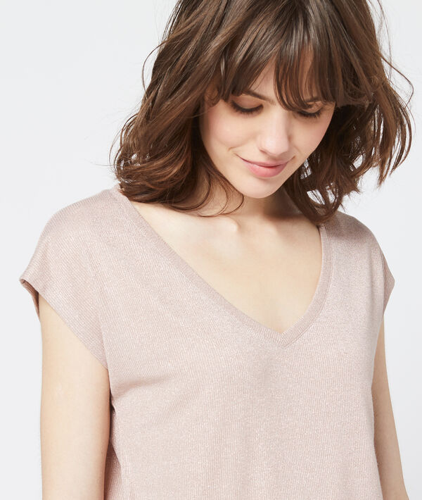 Camiseta metalizada con cuello en V Camiseta metalizada con cuello en V