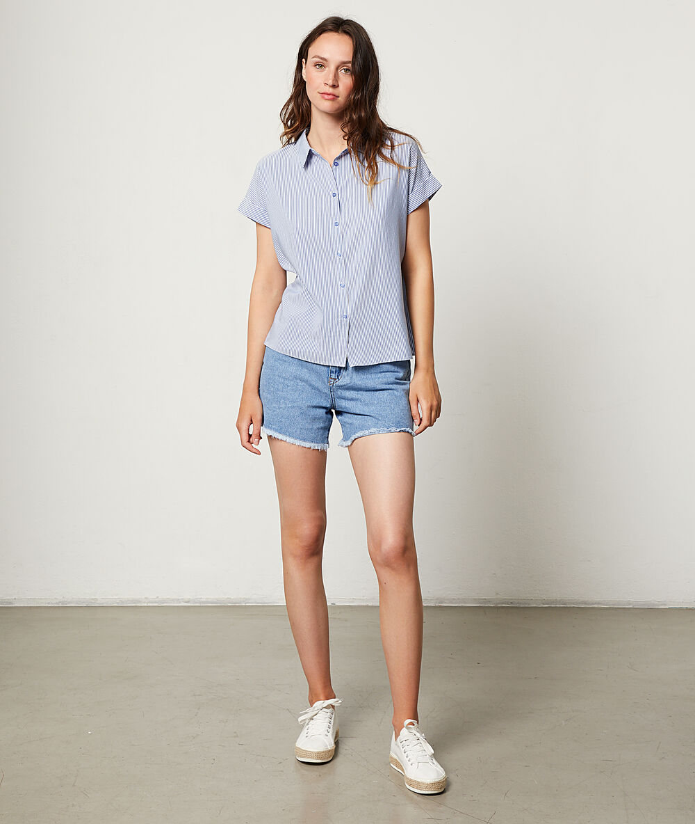 Camisa finas rayas azul noche.
