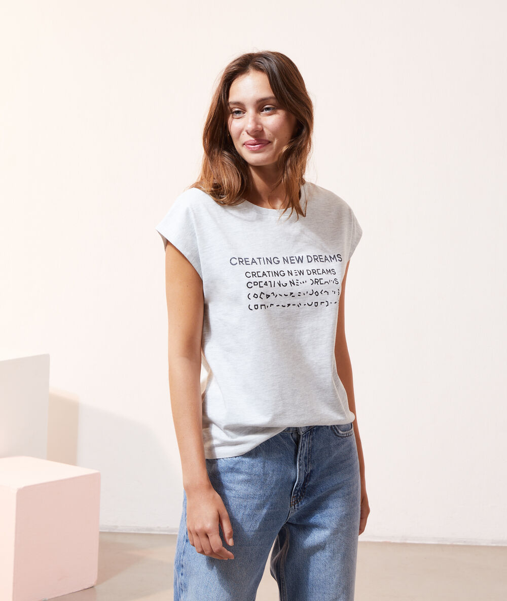 Camiseta 'creating new dreams' c.gris jaspeado.