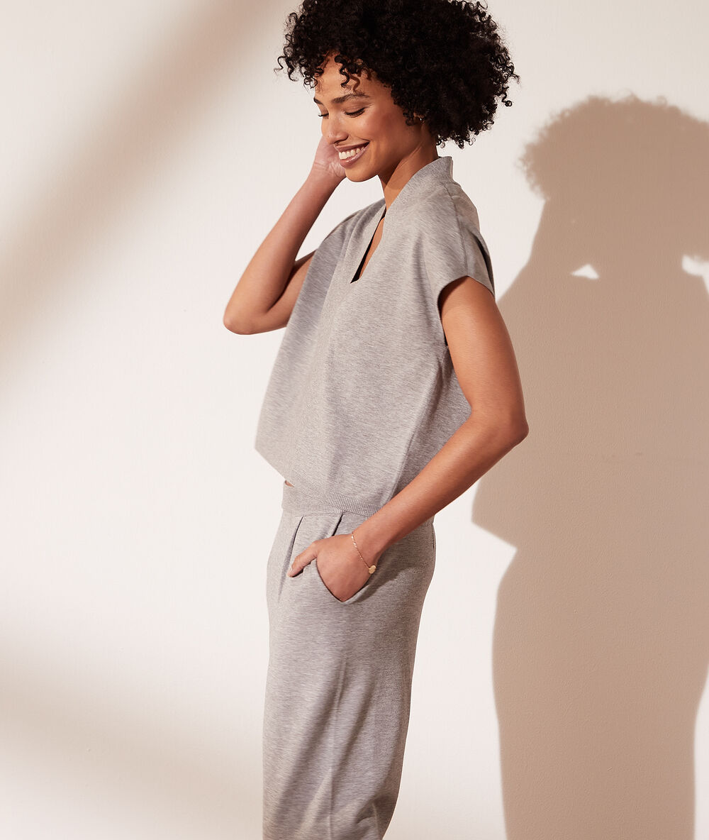 Pantalón jogger de punto c.gris jaspeado.