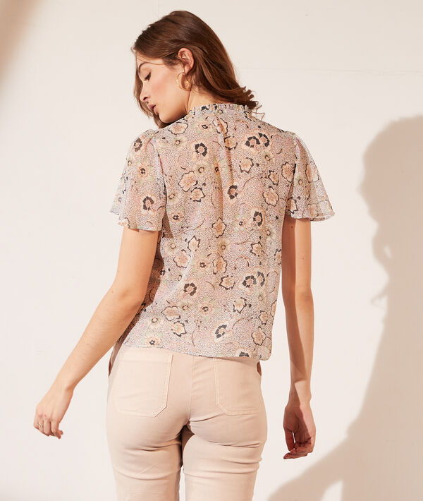 Blusa con volantes, estampado floral Blusa con volantes, estampado floral