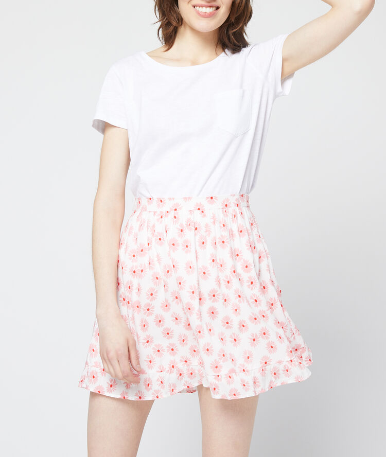 Falda patinadora estampado floral rosa palo.
