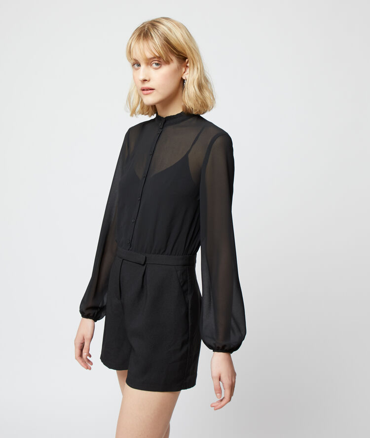 Mono camisa efecto transparente negro.