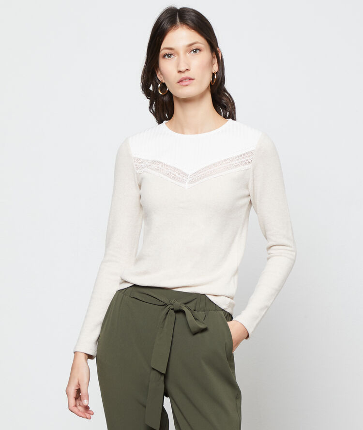 Top escote de encaje c.beige.