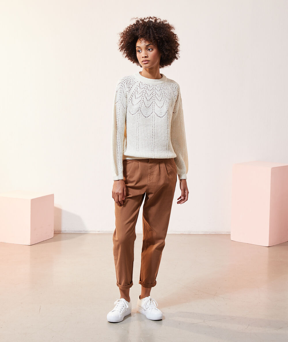 Jersey de punto calado c.beige rosa.