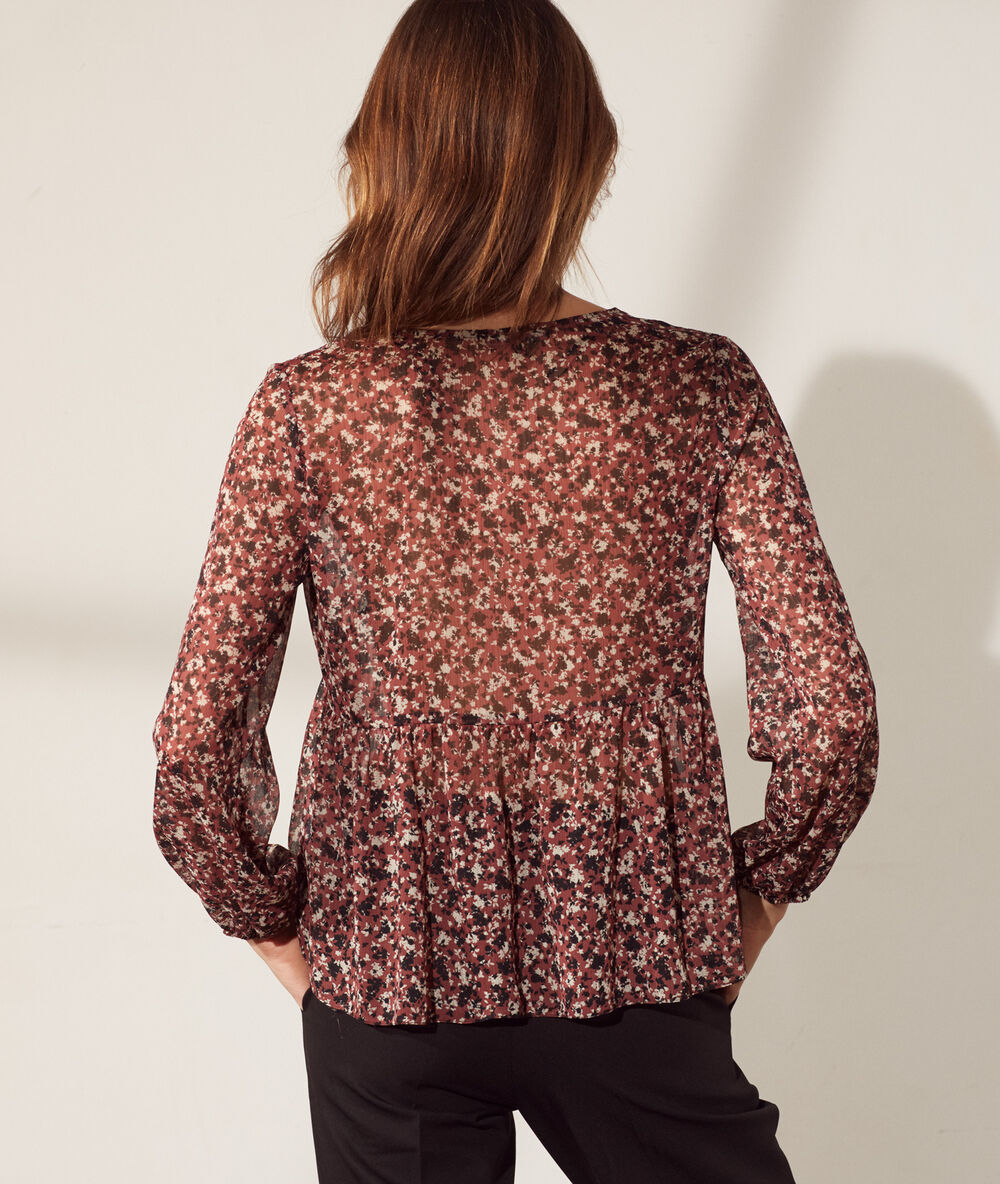 Blouse fluide imprimé fleuri baby rose.