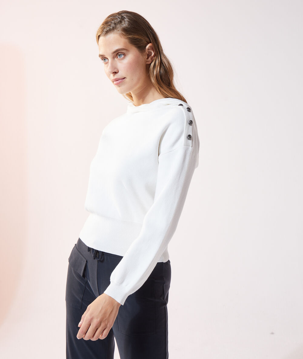 Sudadera con capucha, botones decorativos crudo.