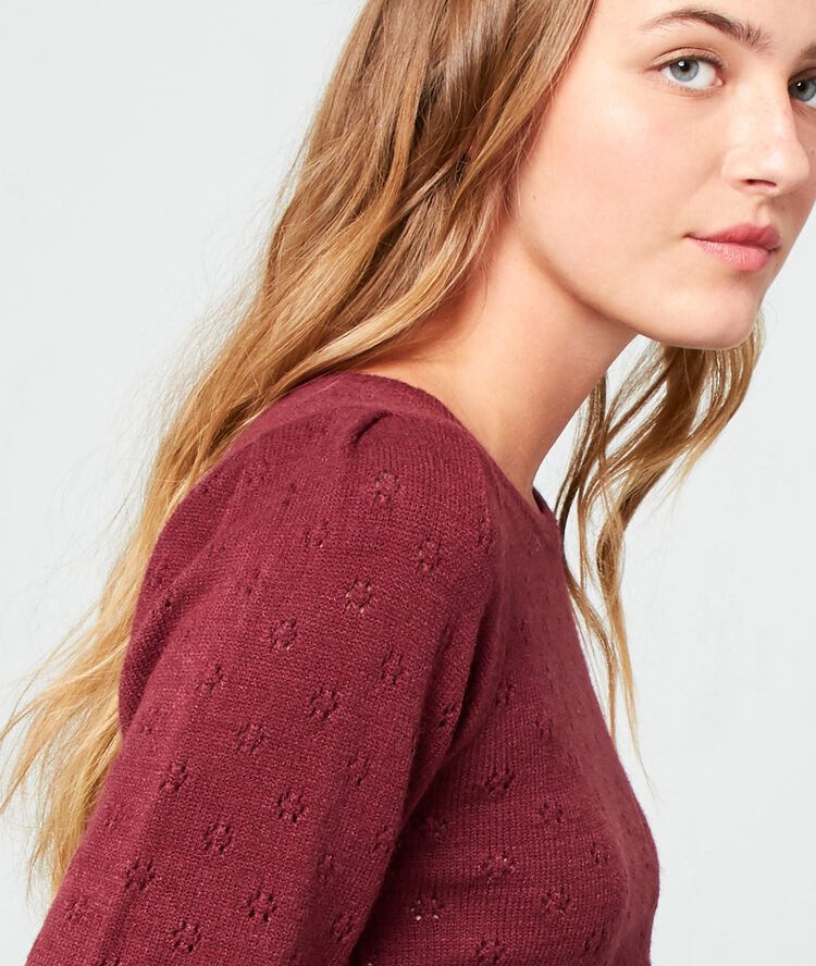 Jersey de punto pointelle burdeos.