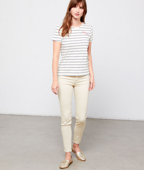 T-shirt marinière "oui-non" blanc.