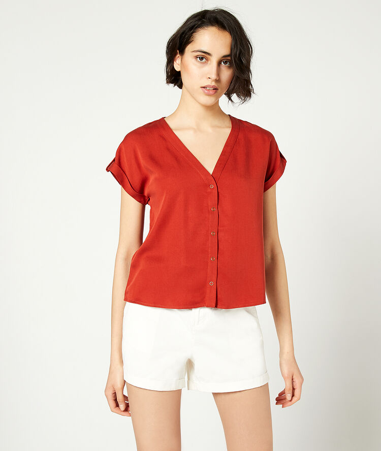Blusa lisa rojo teja.