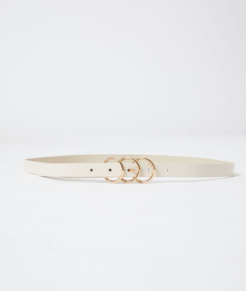 Cintur&oacute;n de triple hebilla crudo.