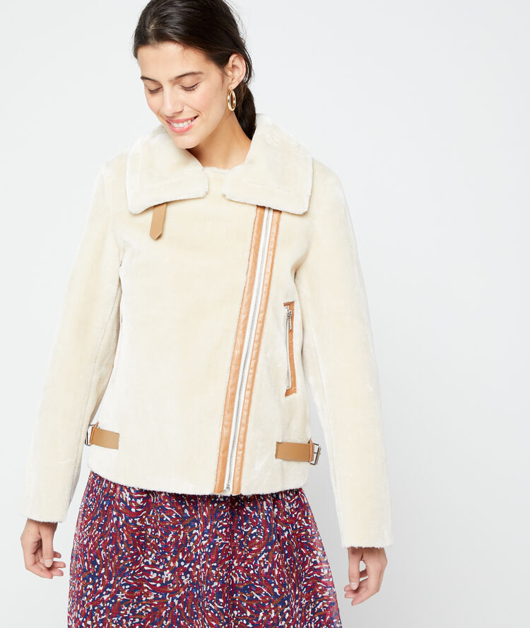 Chaqueta de piel sintética c.beige.