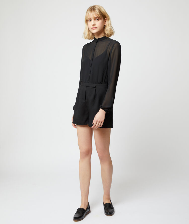 Mono camisa efecto transparente negro.