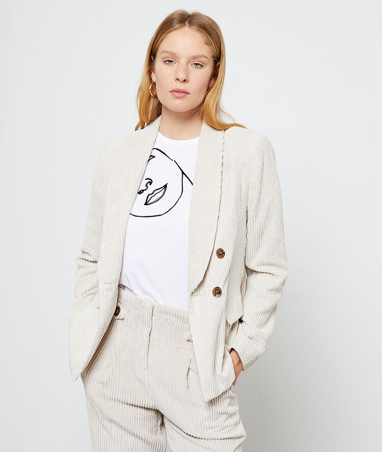 Chaqueta de sastre de pana acanalada crudo.