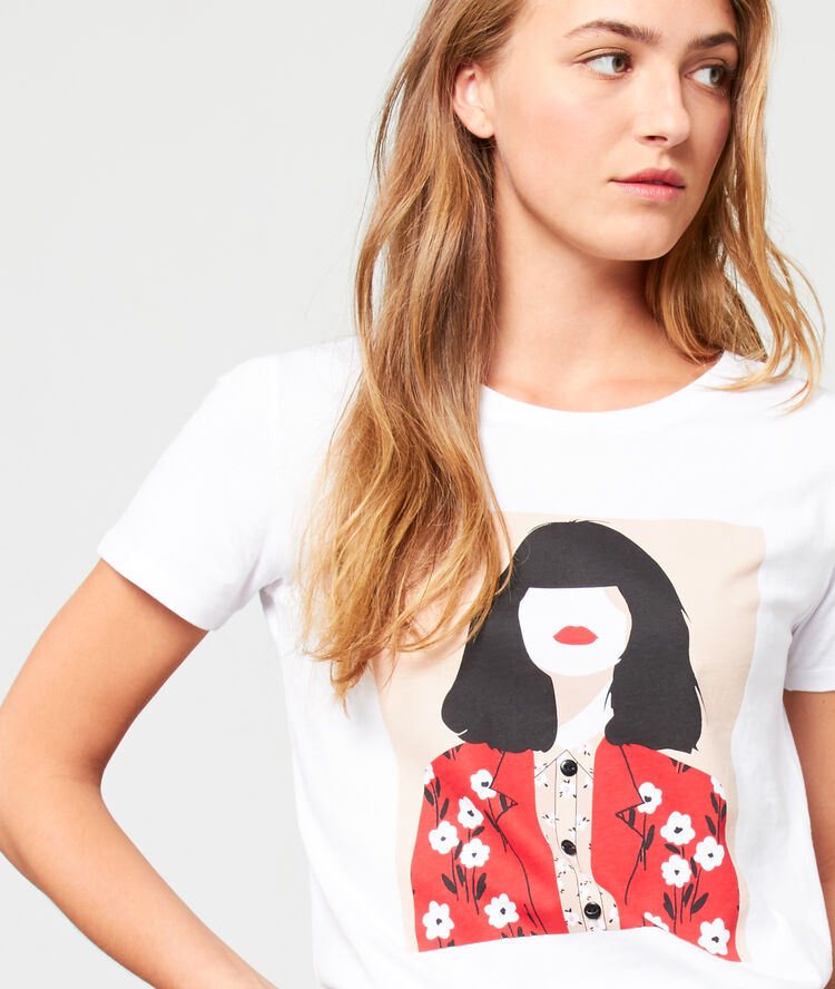 Camiseta serigrafiada de algodón bio blanco.