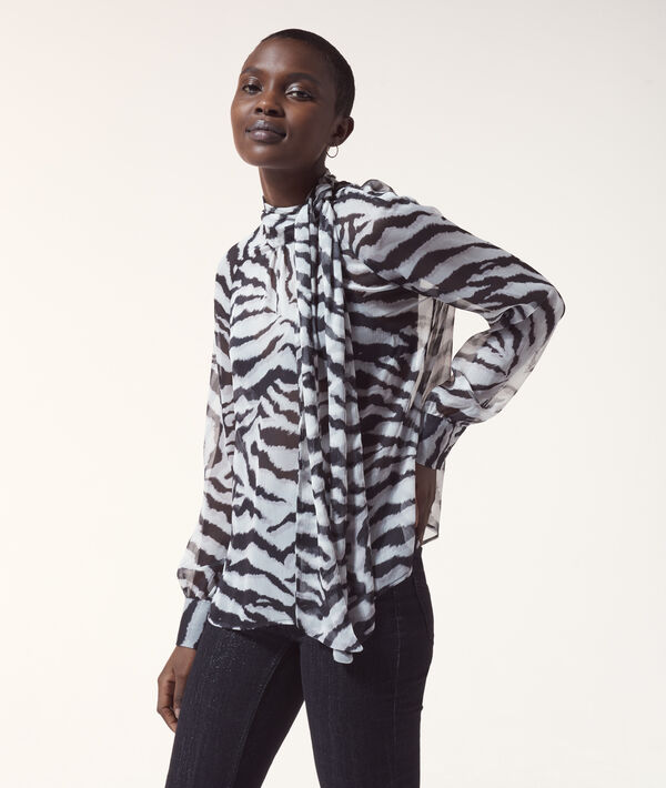Blouse col lavalière imprimé zébré Blouse col lavalière imprimé zébré