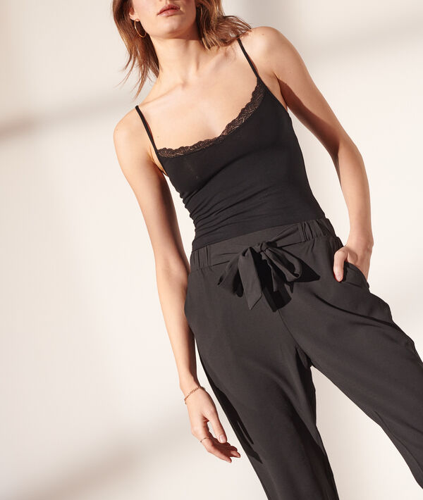Pantalón de talle alto anudado - JOLINE - 36 - Negro - Mujer - Etam