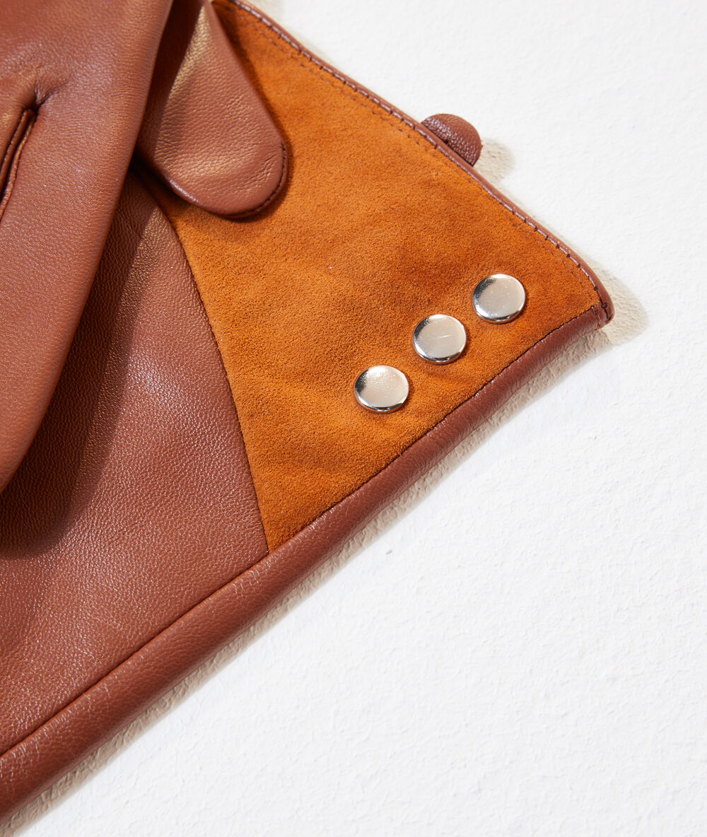 Guantes de piel y ante c.camel.